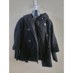 Metro By Kristen Blake Women's Black Wool Blend Hooded Jacket Coat Size Medium